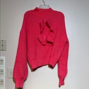 &merci Chic Pink Turtleneck Sweater with Bow Detail